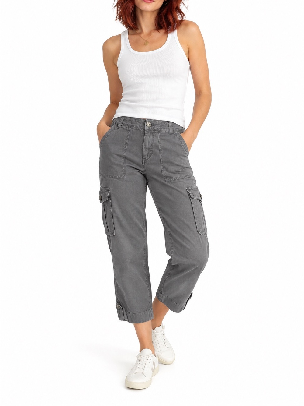 Banana Republic Martin Fit Gray Cargo Pants Women’s 2P Petite